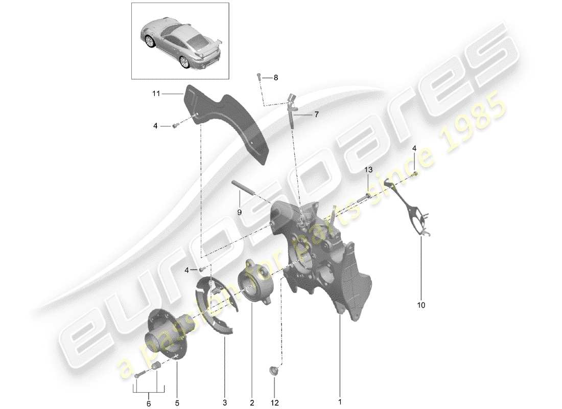 porsche 2016 (991-1 turbo) wheel carrier wheel hub part diagram