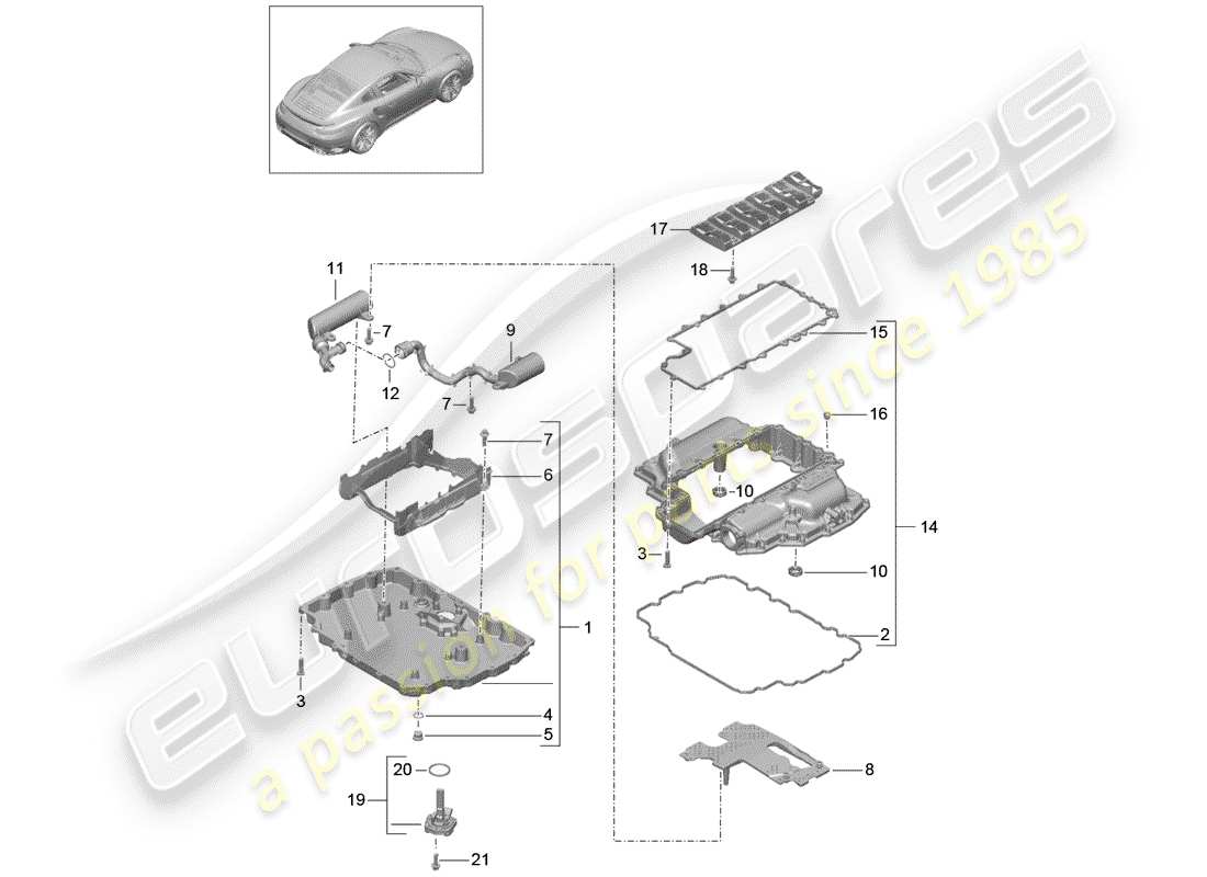 porsche 2016 (991-1 turbo) oil sump part diagram