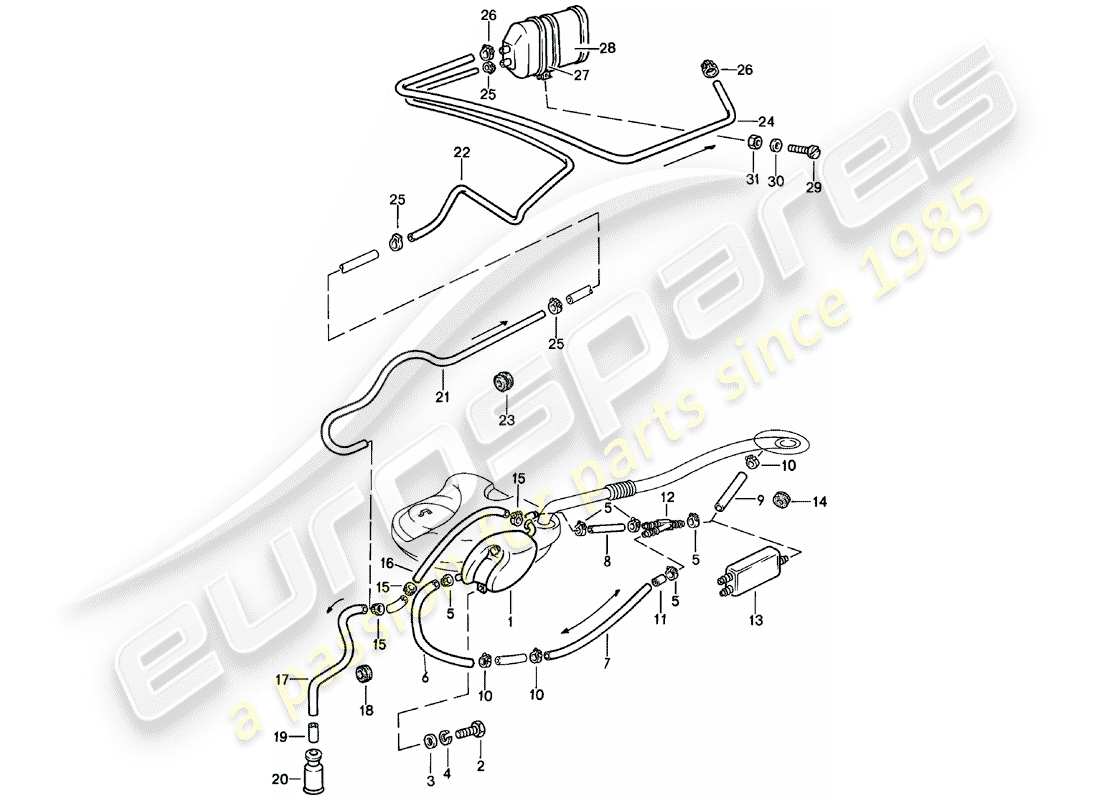 porsche 1983 (911) tank ventilation part diagram
