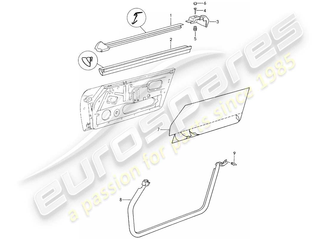 porsche 1991 (964) seal strip - doors parts diagram