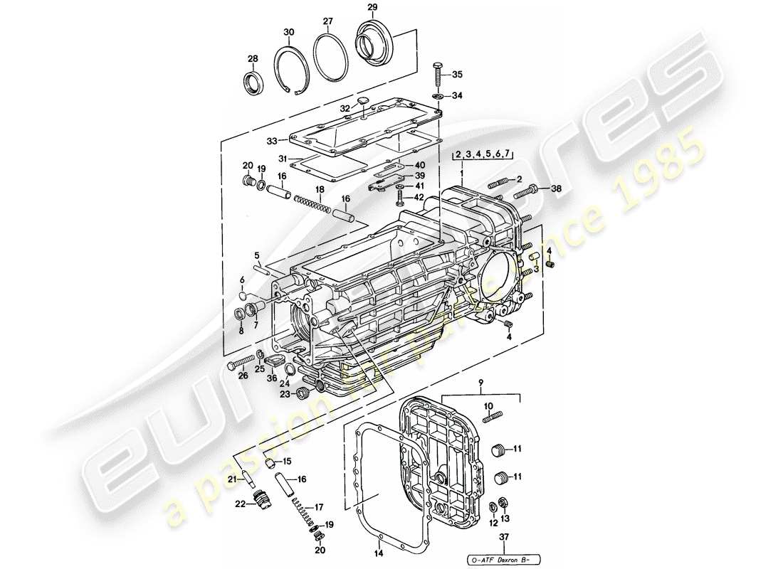 porsche 1982 (928) replacement transmission - transmission case - manual gearbox parts diagram