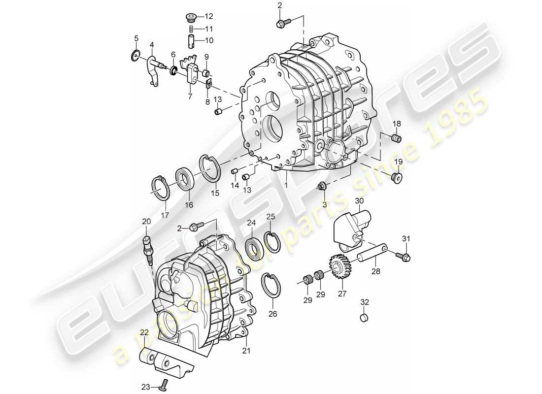 porsche 2009 997-2 turbo / gt2 gear housing parts diagram