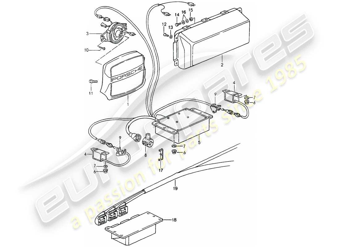 porsche 1991 (964) airbag parts diagram