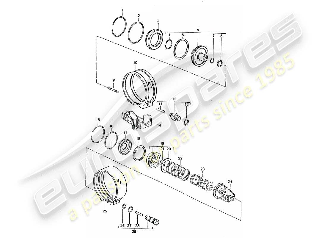 porsche 1995 (928) automatic transmission - brake bands parts diagram