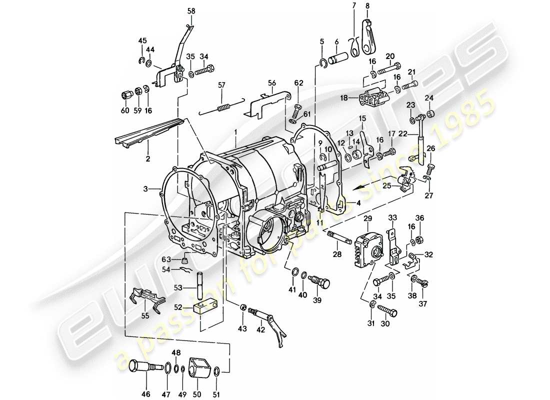 porsche 928 (1985) automatic transmission - transmission case - 2 - d - mj 1983>> - mj 1983 part diagram
