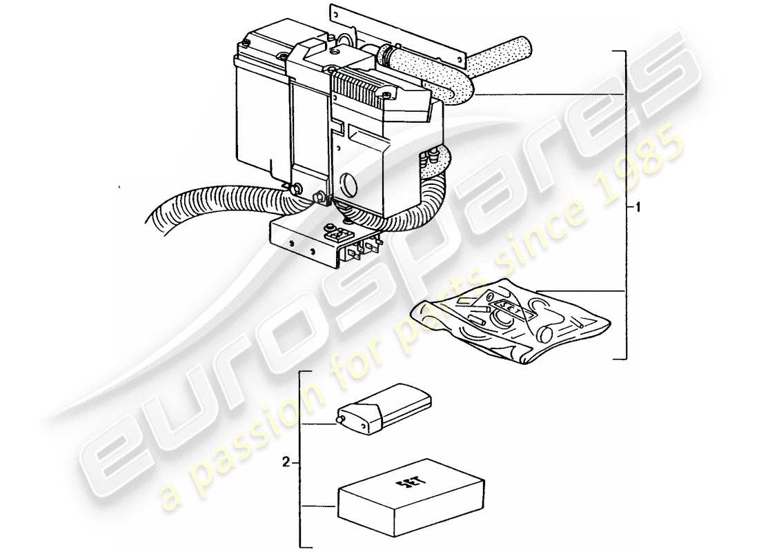 porsche 1988 (tequipment) optional heating parts diagram
