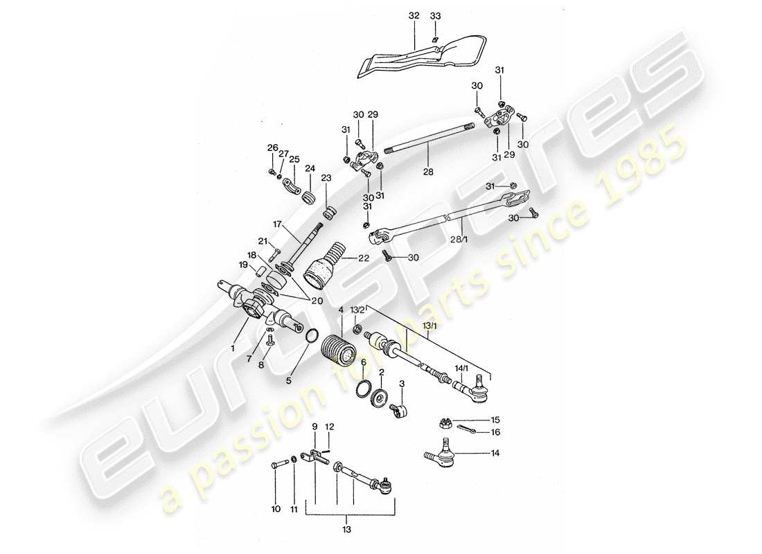 porsche 1977 (911 turbo) steering gear - steering linkage - steering track rod part diagram