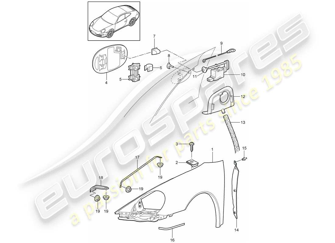 porsche 2009 (997-2) fender parts diagram