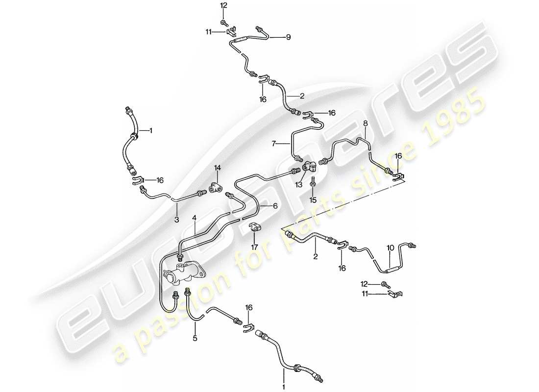 porsche 1987 (924s) brake lines part diagram