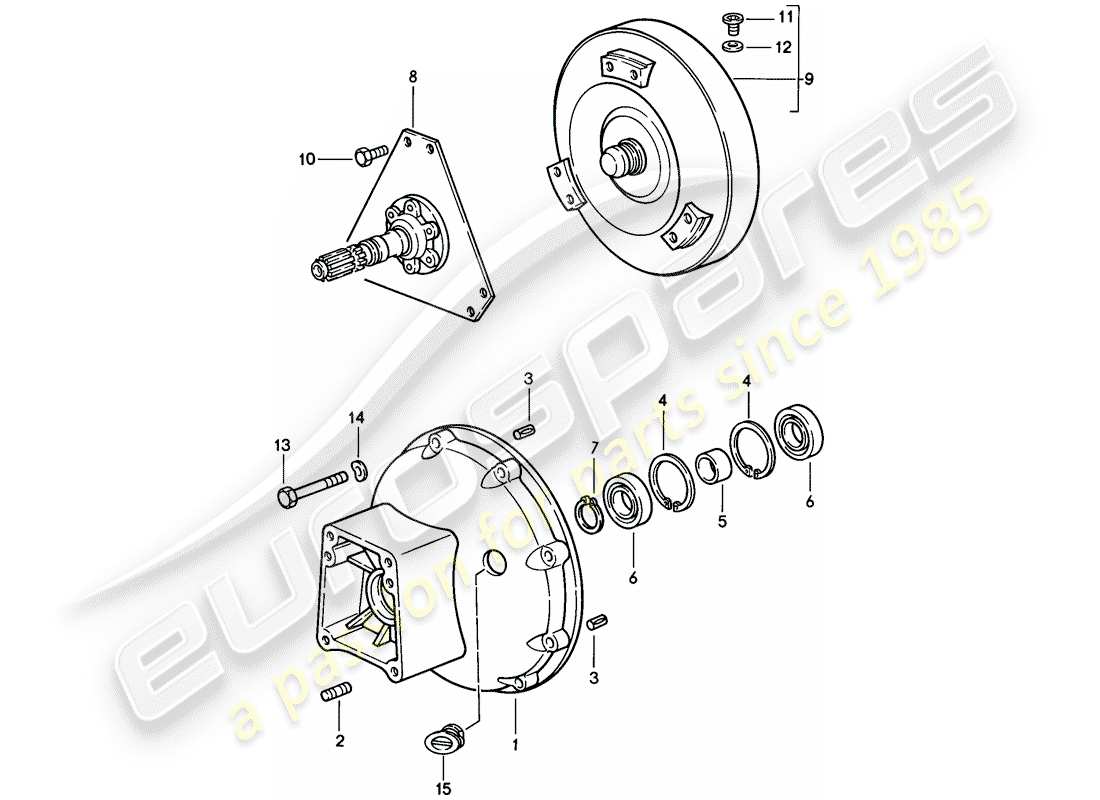 porsche 1983 (928) automatic transmission - torque converter - converter housing part diagram