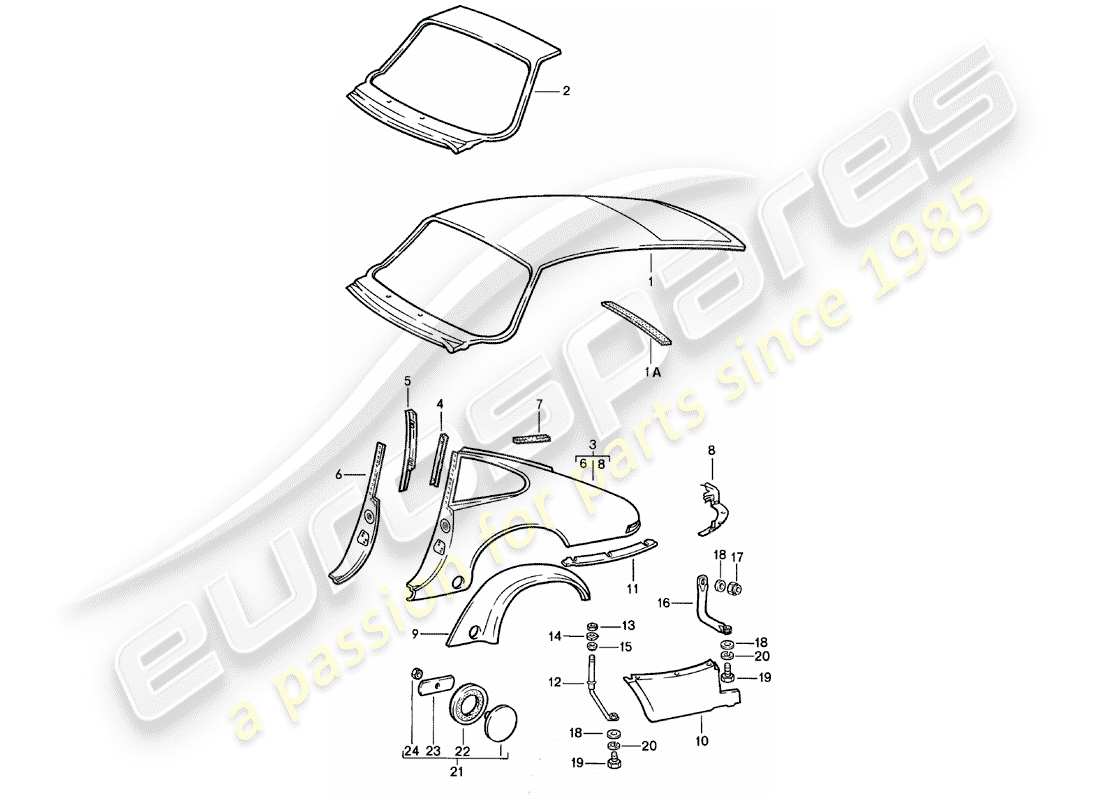 porsche 1982 (911) exterior panelling - to fit use workshop material part diagram