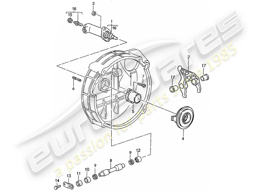 porsche 1998 (993) clutch release part diagram