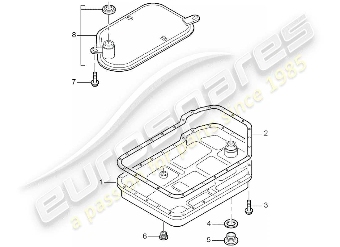 porsche 2008 (987 boxster) tiptronic oil filter oil sump parts diagram