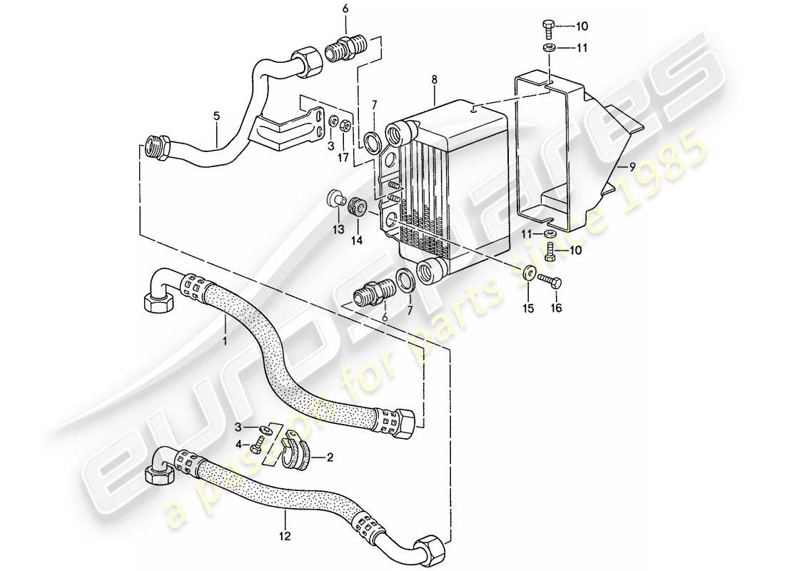 porsche 1989 (944) oil cooling parts diagram