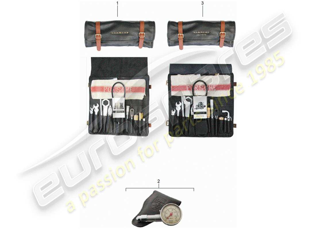 porsche 1952 (356/356a) tool - and - accessories - first aid kit part diagram