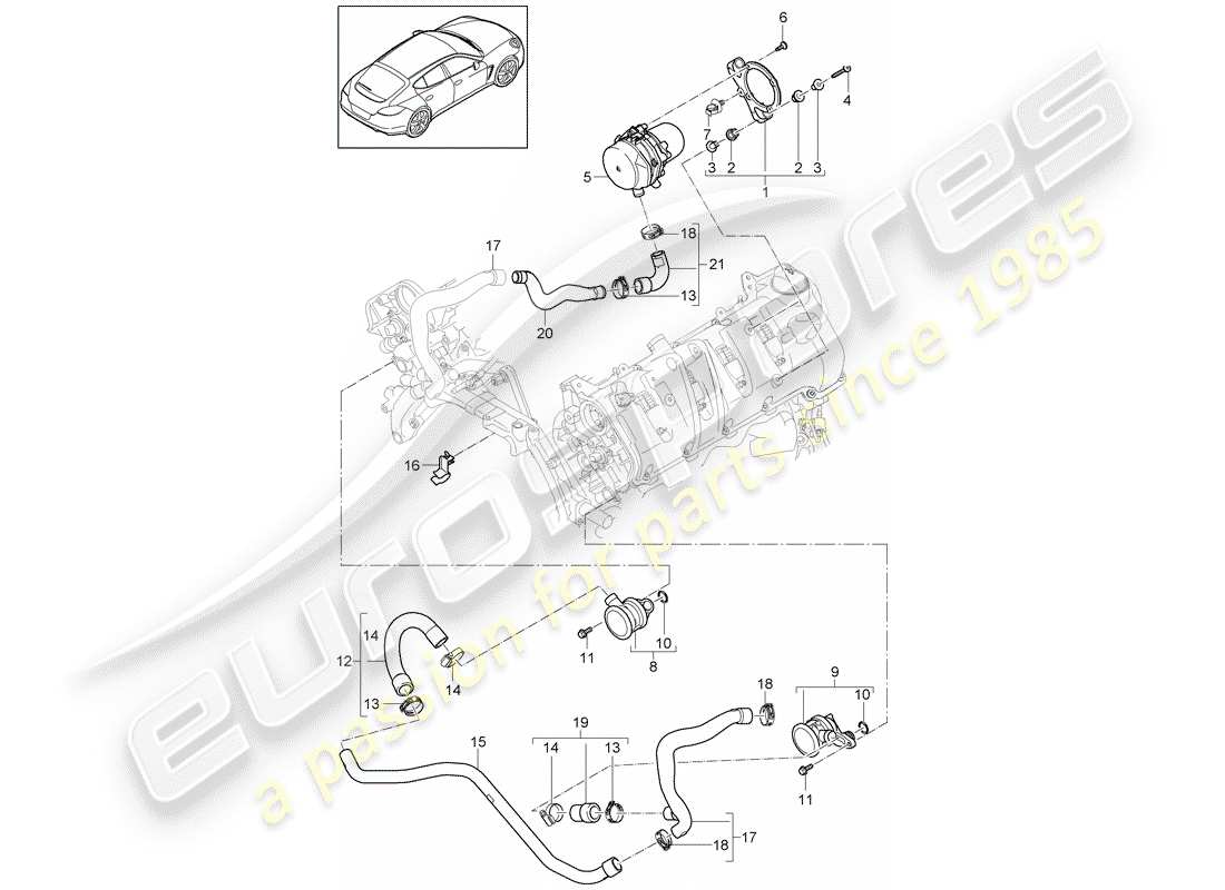 porsche 2014 (panamera 970) exhaust purification system w. secondary air injection part diagram
