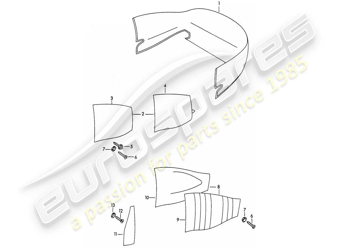 porsche 356b/356c (1963) trims - interior equipment parts diagram