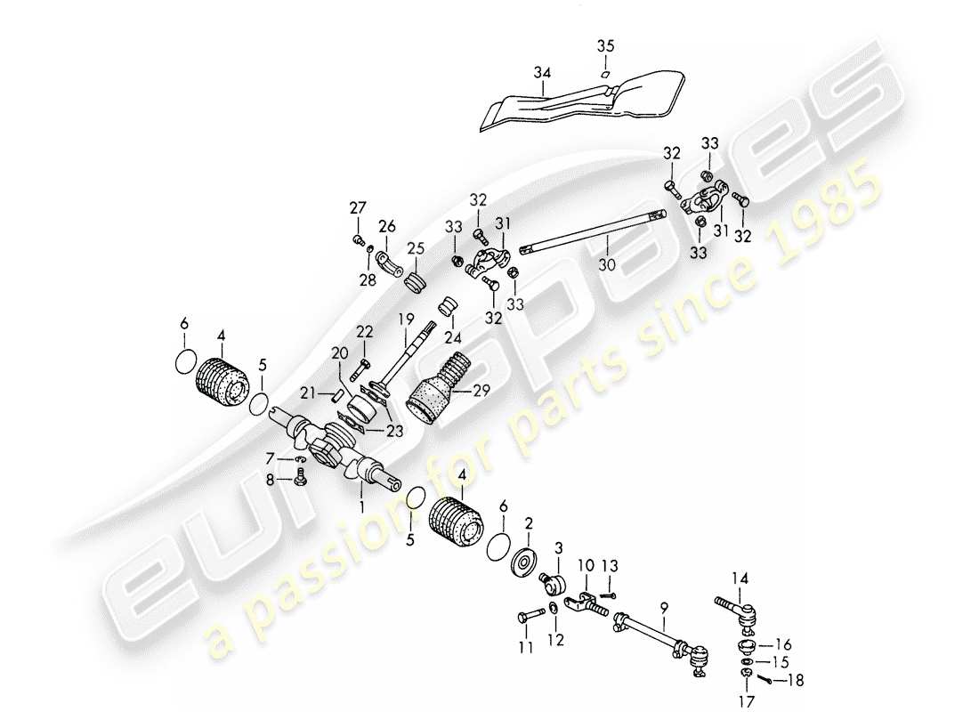 porsche 1965 (911/912) steering gear - steering linkage - d - mj 1969>> - mj 1969 part diagram