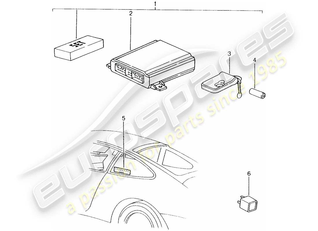 porsche 2003 (tequipment) alarm system parts diagram