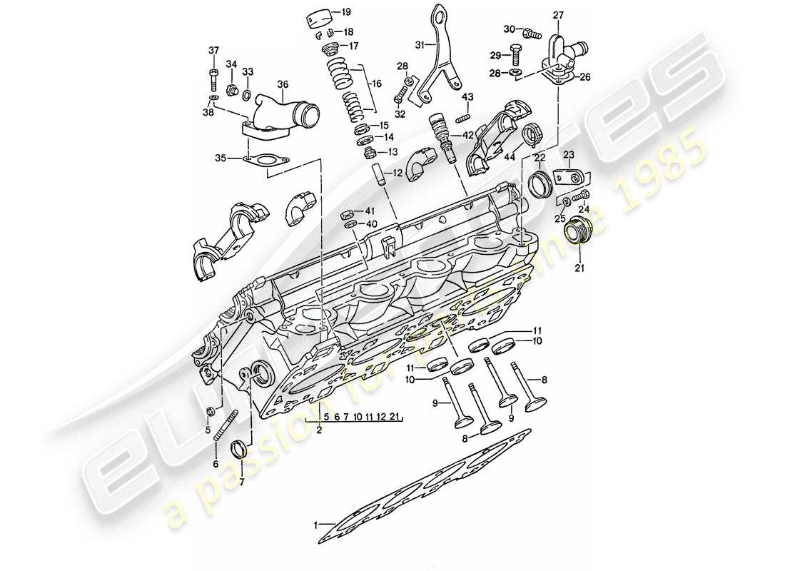porsche 1990 (944) cylinder head - valves part diagram