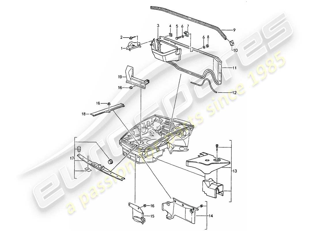 porsche 1993 (964) cover - front end parts diagram