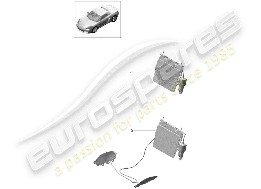 porsche 2019 (718 boxster) lumbar support accessories parts diagram
