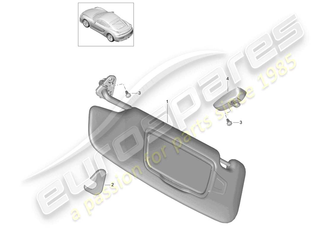 porsche 2016 (981 cayman gt4) sun vizors part diagram