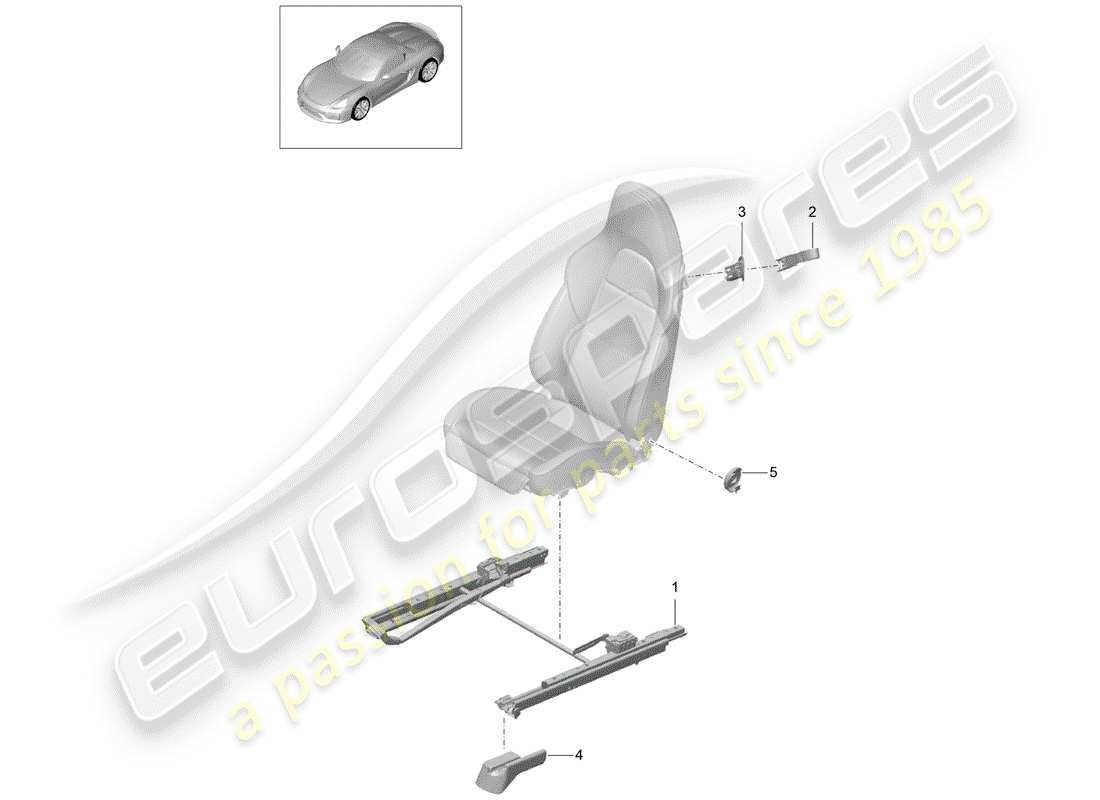 porsche 2016 (981 boxster spyder) bucket seat folding (complete) no longer available parts diagram