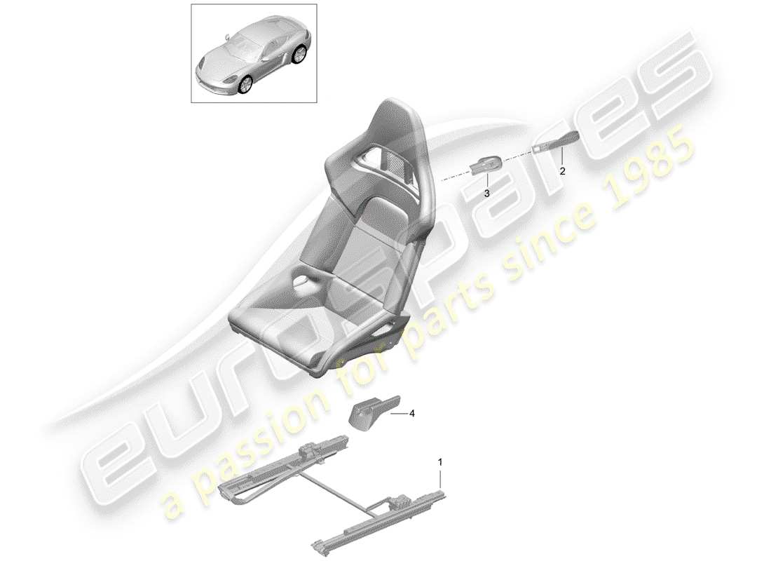 porsche 2017 (718 cayman) bucket seat folding (complete) no longer available part diagram