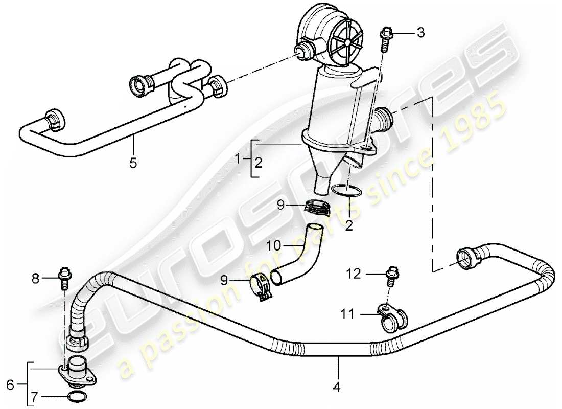porsche 2005 (987 boxster) crankcase housing ventilation parts diagram