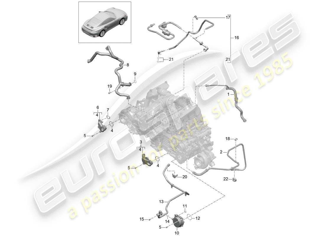 porsche 2015 (991-1 turbo) crankcase housing oil separator tank ventilation vacuum pump part diagram