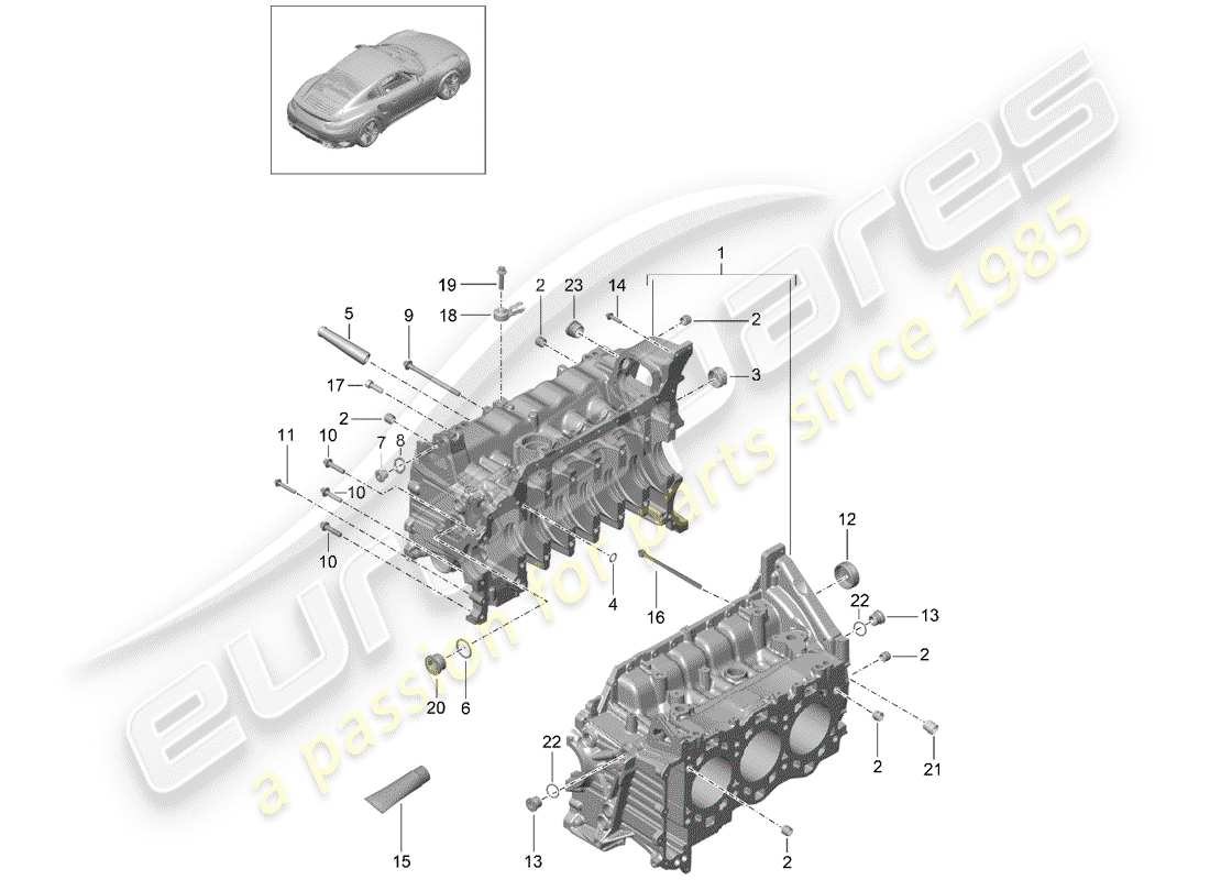 porsche 2014 (991-1 turbo) crankcase housing part diagram