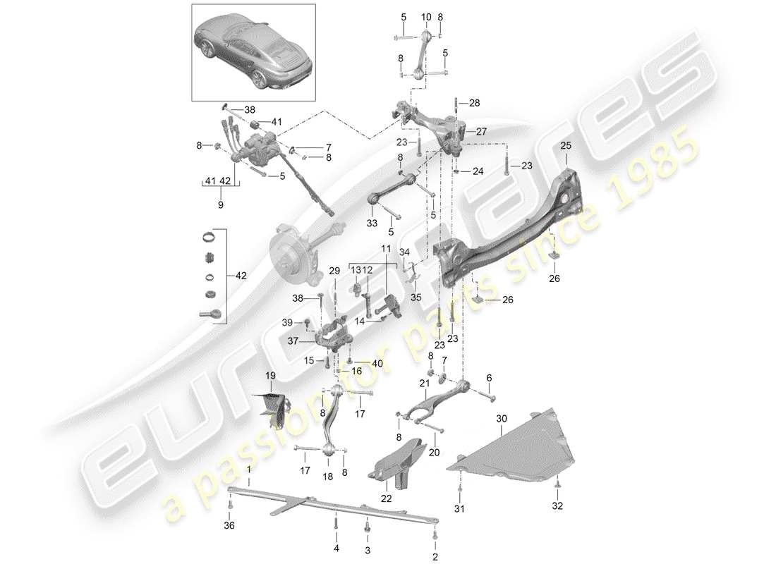 porsche 2014 (991-1 turbo) rear axle side part carrier guide d >>- mj 2016 part diagram