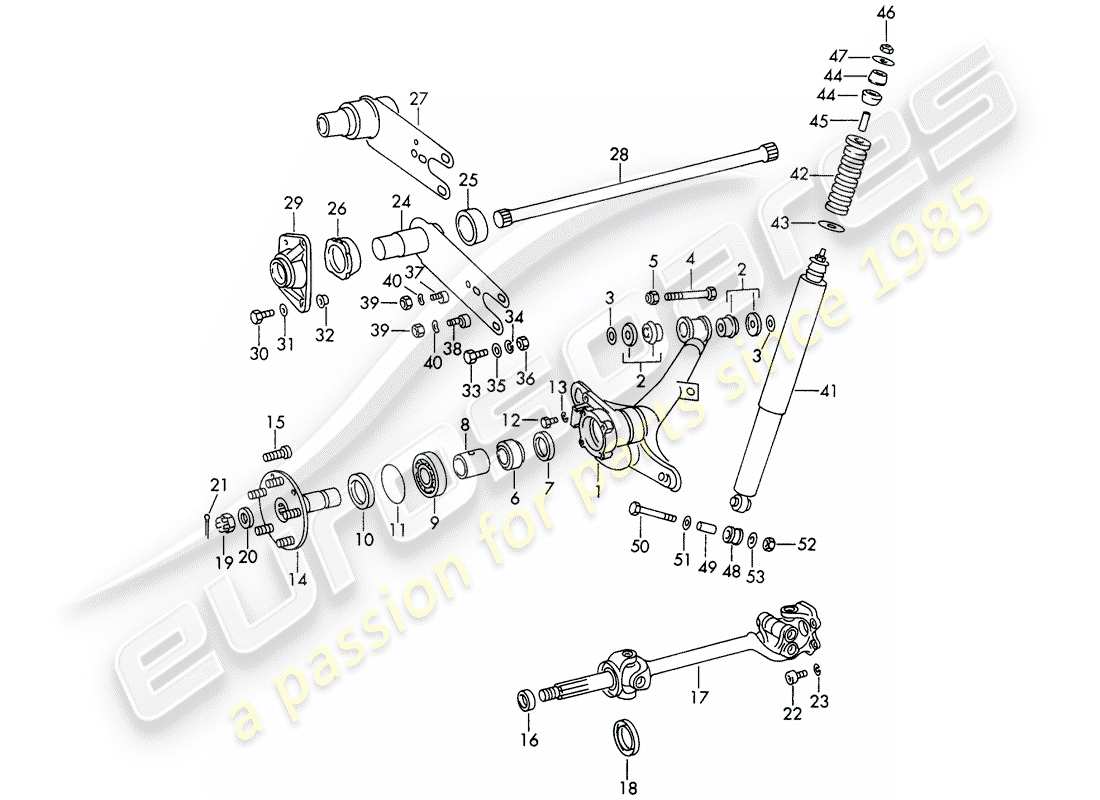 porsche 1966 (911/912) rear axle - d >> - mj 1968 part diagram