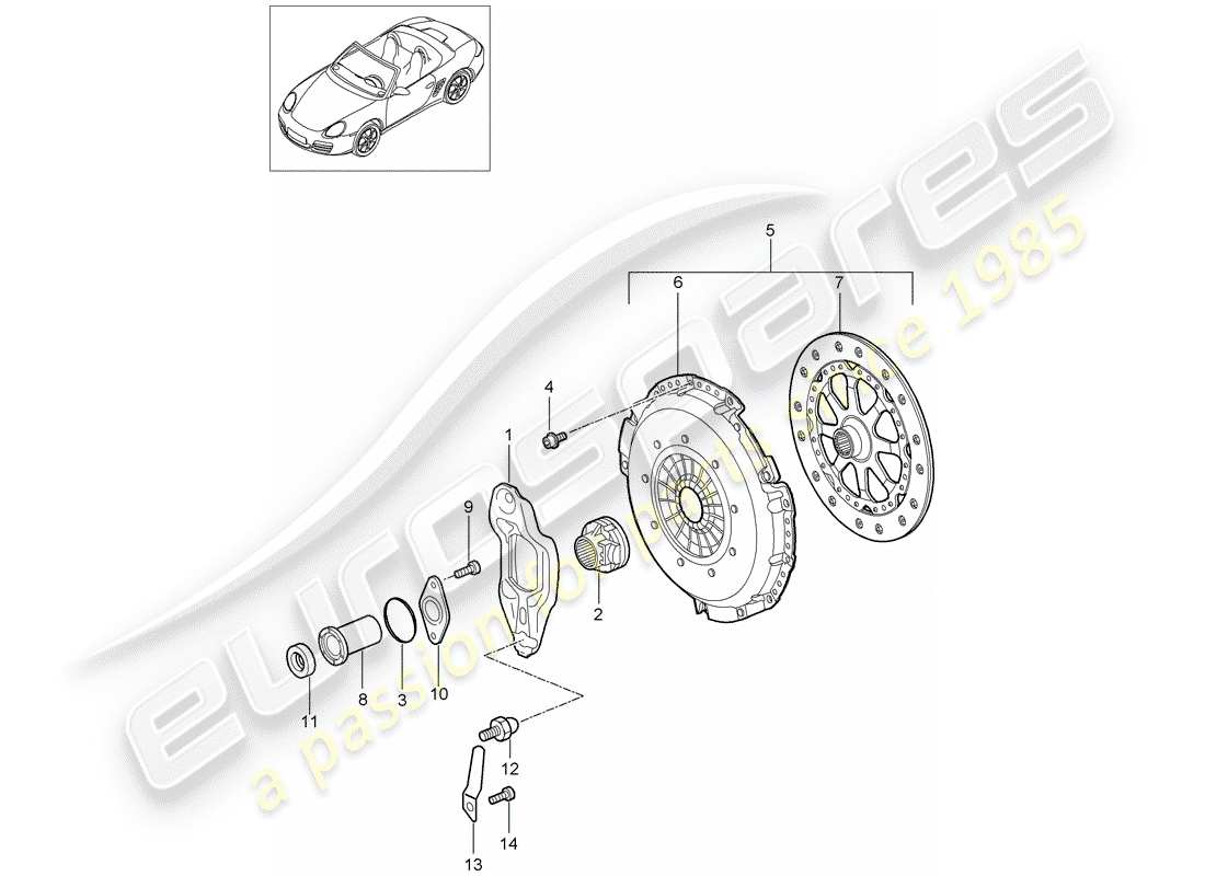 porsche 2005 (987 boxster) coupling for 6-speed manual transmission parts diagram