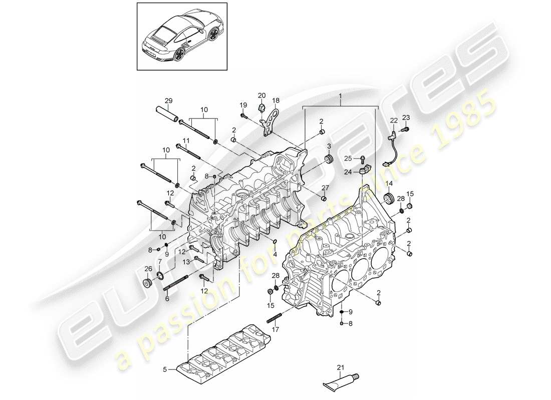 porsche 2013 (997-2 turbo / gt2 rs) crankcase parts diagram