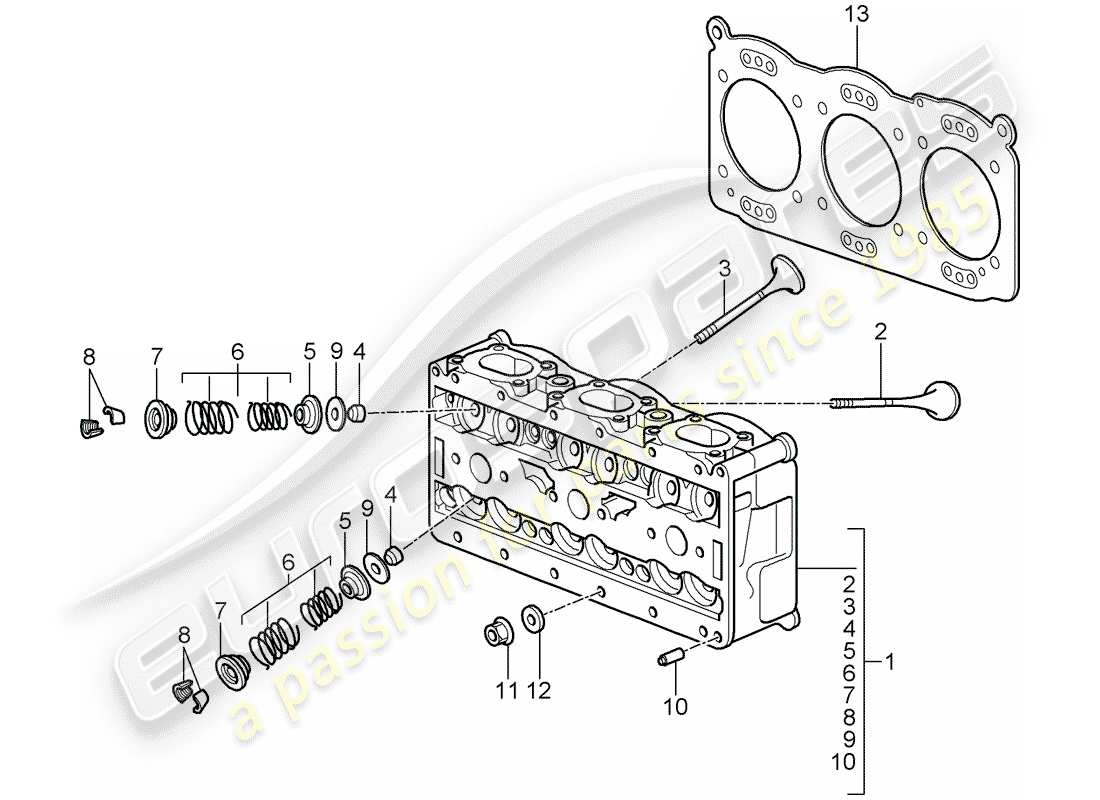porsche 997 gt3 (2009) cylinder head parts diagram
