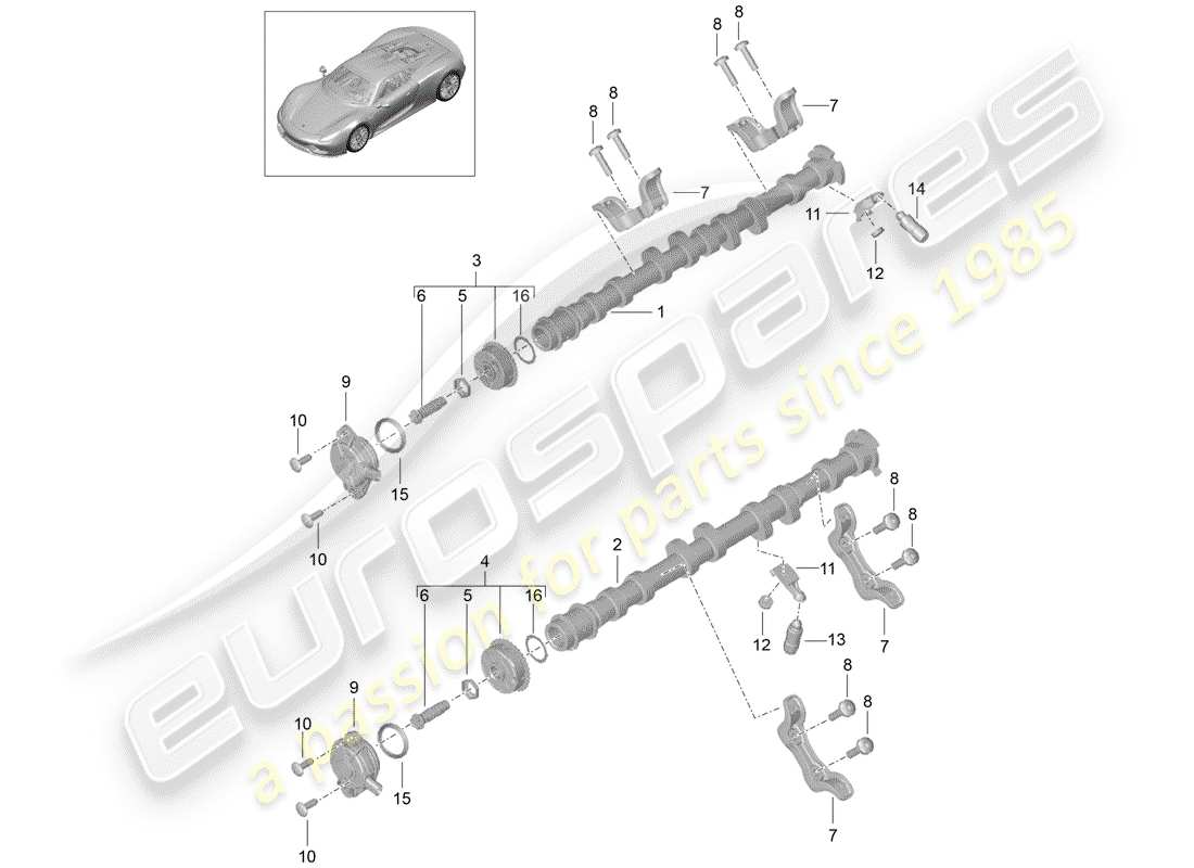 porsche 2015 (918 spyder) camshaft parts diagram