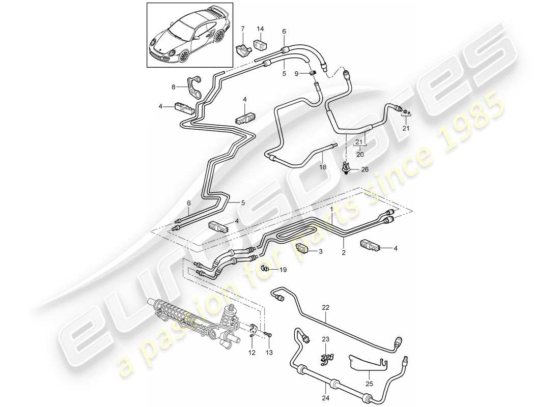 porsche 2011 (997-2 turbo / gt2 rs) power steering parts diagram