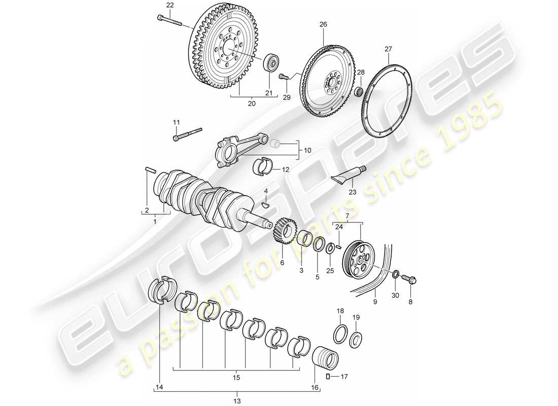 porsche 997 gt3 (2009) crankshaft parts diagram
