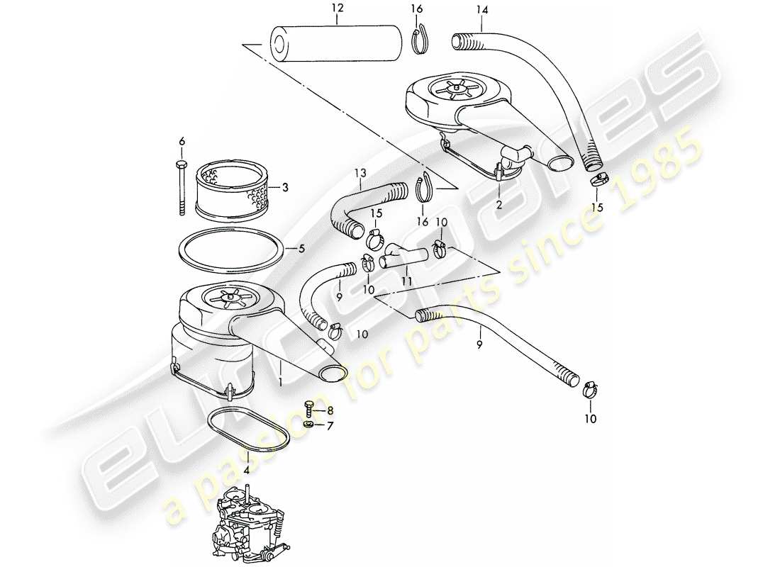 porsche 1967 (911/912) damper filter - 2. - version - - knecht - parts diagram