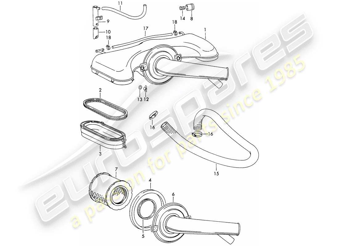 porsche 1967 (911/912) air cleaner system - for - - weber - - carburetor parts diagram