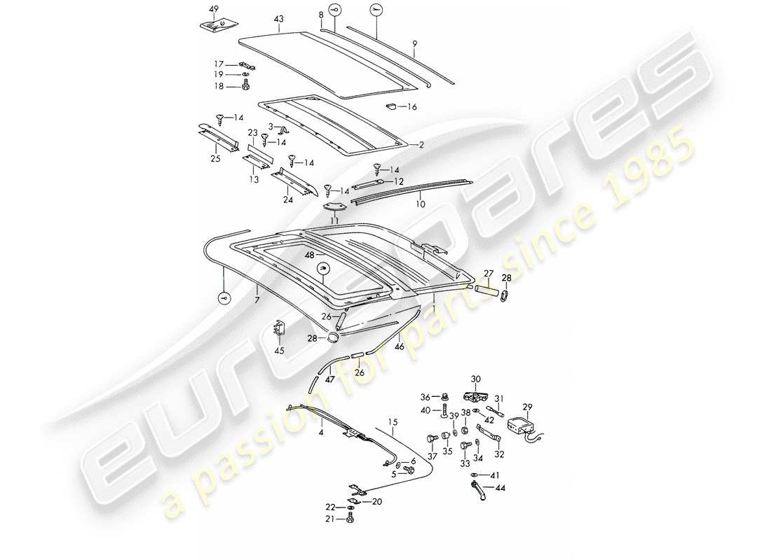 porsche 1966 (911/912) sunroof - electric part diagram