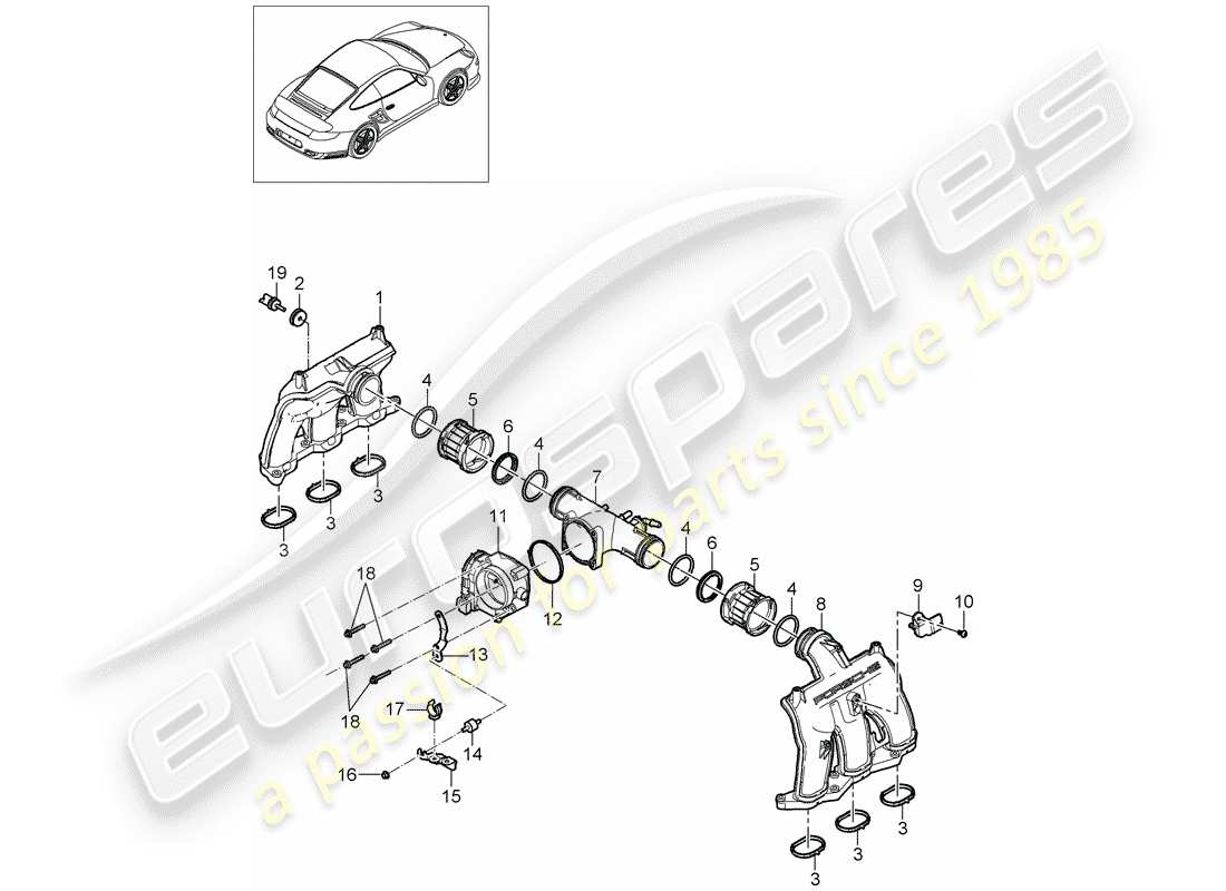 porsche 2013 (997-2 turbo / gt2 rs) intake air distributor parts diagram