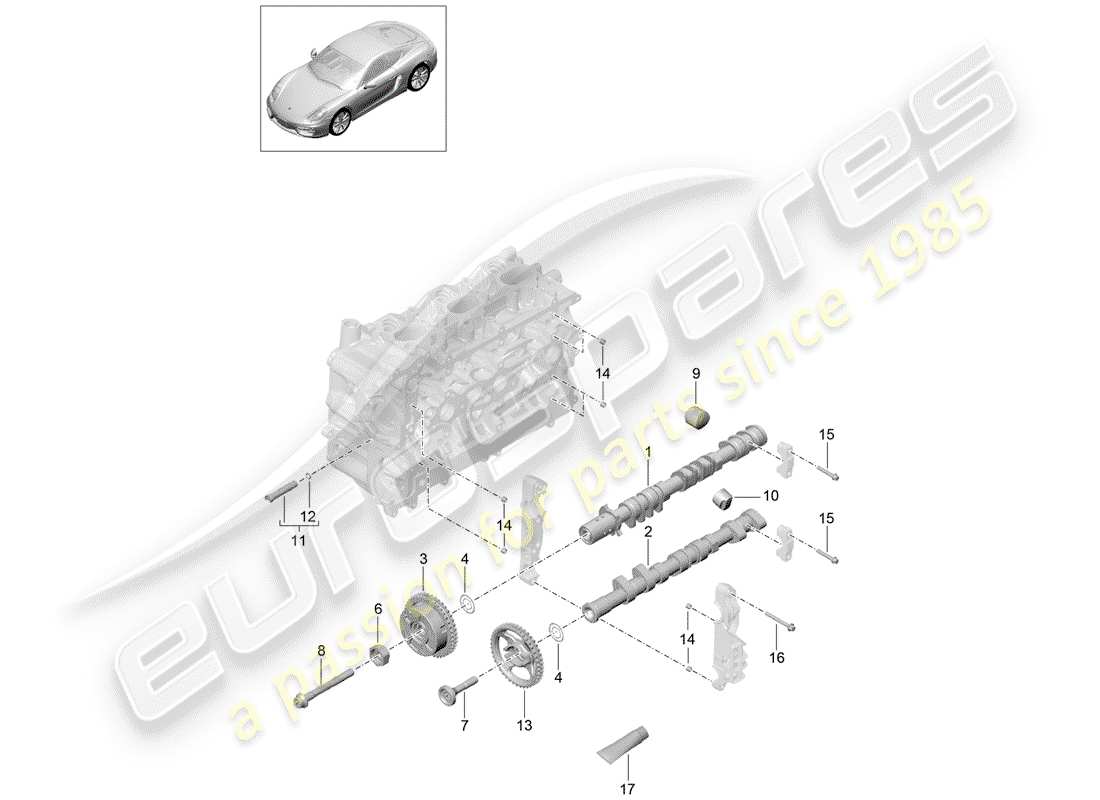 porsche 2014 (981 cayman) camshaft hydraulic tappet camshaft adjuster unit part diagram