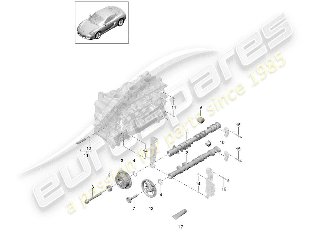 porsche cayman 981 (2014) camshaft parts diagram