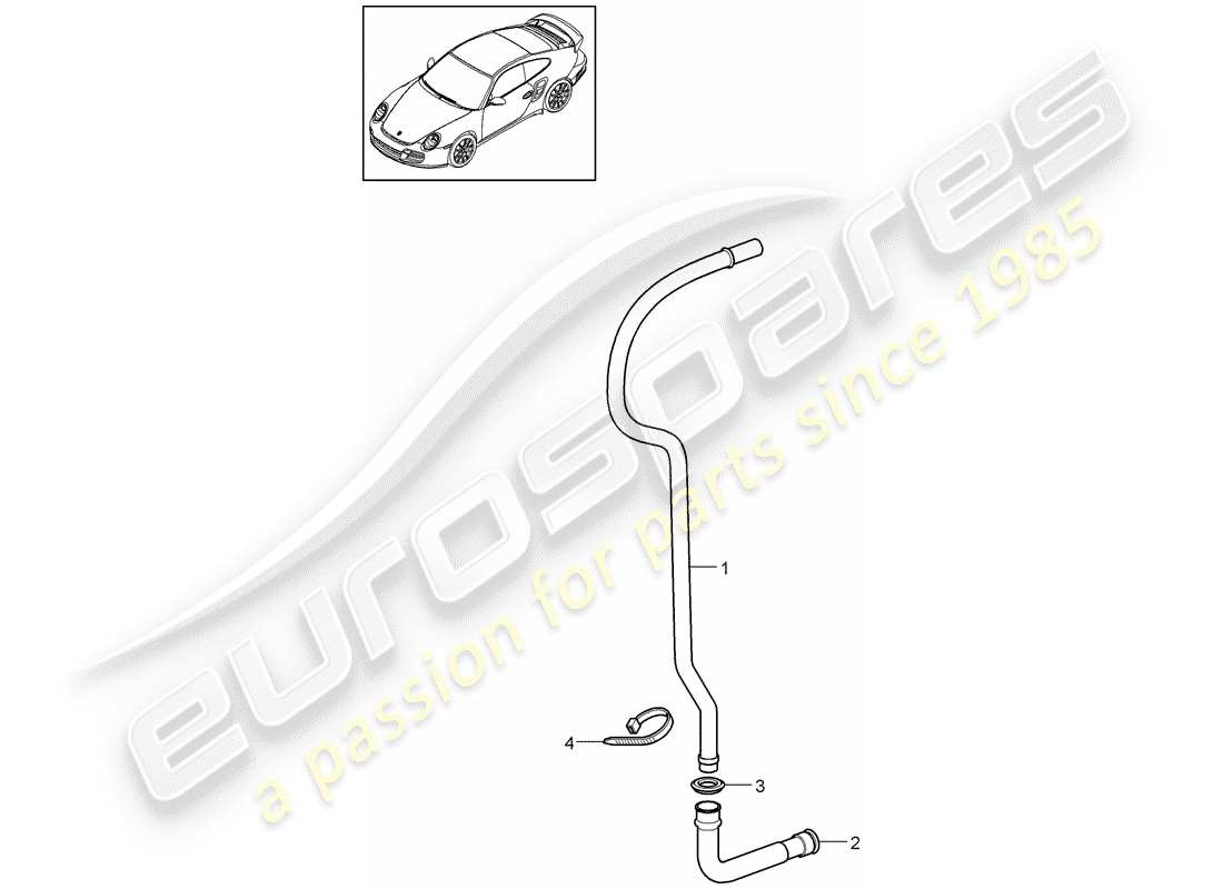 porsche 2011 (997-2 turbo / gt2 rs) water drain pipe parts diagram
