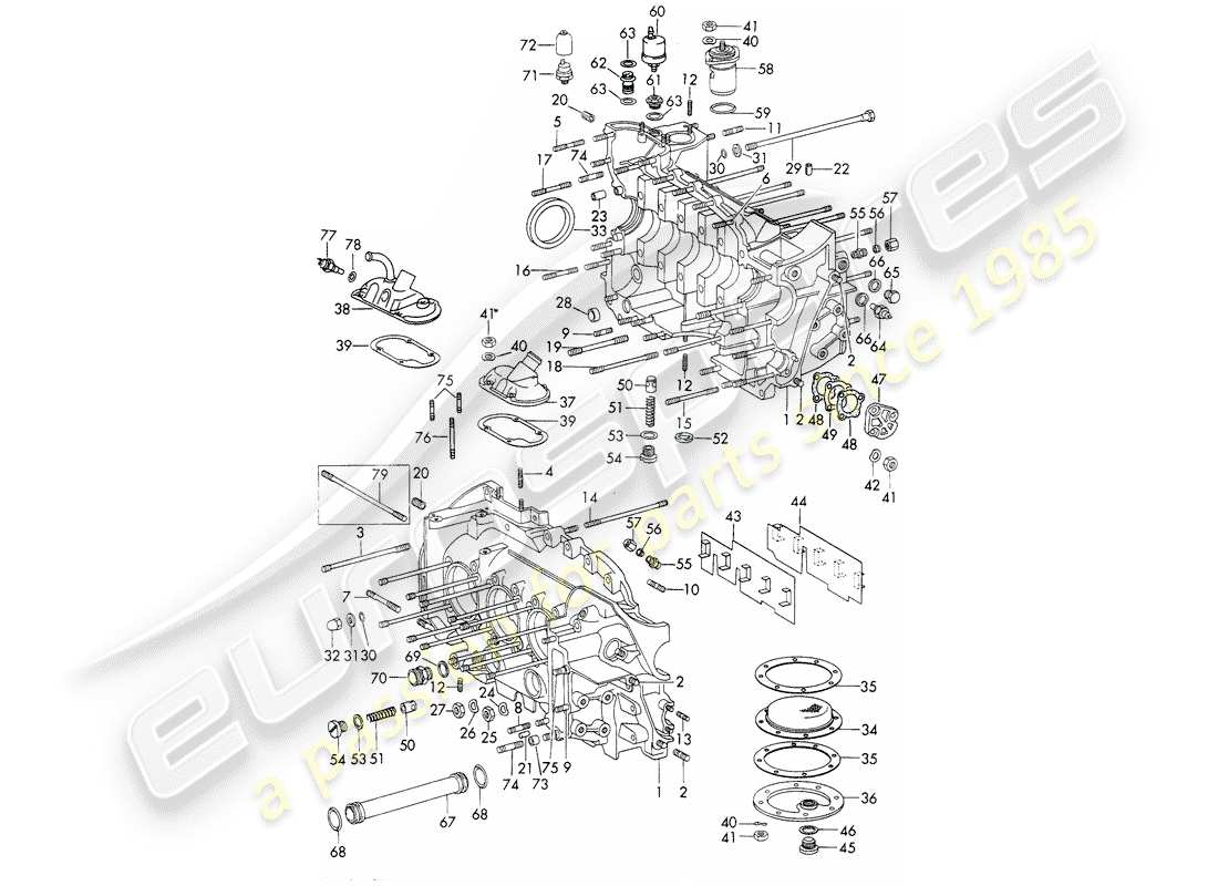 porsche 1967 (911/912) crankcase - repair set for maintenance - gasket set - see illustration: parts diagram