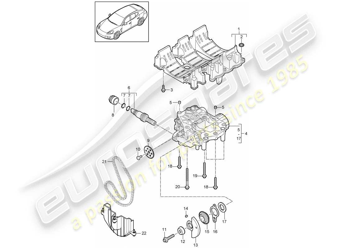 porsche 2016 (panamera 970) oil baffle plate oil pump parts diagram