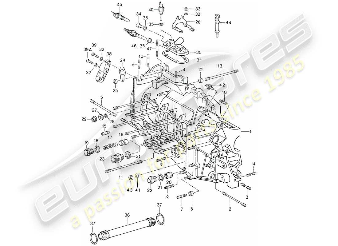 porsche 1989 (964) crankcase parts diagram